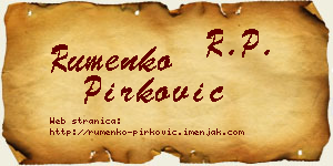 Rumenko Pirković vizit kartica